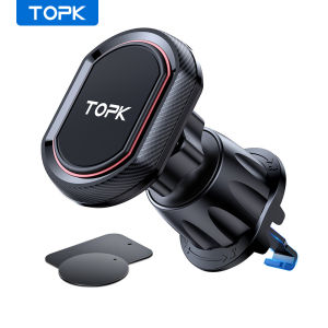 TOPK Magnetic Car Phone Holder Mount [Upgraded Support Function] Metal Hook Cell Phone Holder for Car Air Vent for All Phones