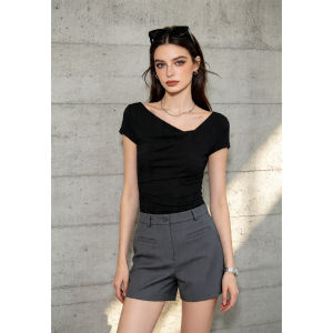 PIAOYA | Slanted Shoulder Summer Elegance Slimming T-Shirt