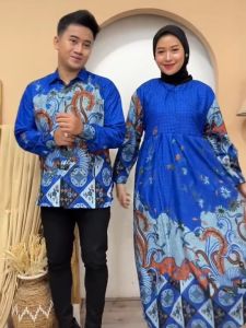 Batik Couple Suami Istri Harga Sepasang Gamis Batik Kemeja Batik Pria Lengan Panjang Terlaris