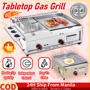 Deep Fryer Electric Heavy Duty For Party BBQ Gas Griller Stainless Steel Tabletop Gas Grill With Independent Temperature Control New Fry Pan All-In-One Machine Griddles Frying Machine Multi-Function Fryer For Restaurant Home Garden