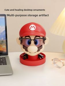 Mario Glasses Holder Office Desk Decoration Storage Box Cute Cartoon Resin Decorative Shelf for Colleagues Daily Gifts