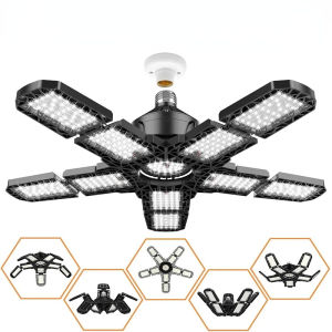 หลอดไฟ LED โรงรถแบบเปลี่ยนรูปได้พร้อมแผงไฟปรับได้3/5/10/12 E26หลอดไฟ LED กลางคืนไฟเพดาน E27สำหรับคลังสินค้าการประชุมเชิงปฏิบัติการ