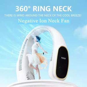 Portable Hanging Neck Fan Hands Free Usb Rechargeable Leafless Office Fan 360 Degree Neckline Fan Surround The