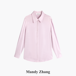MandyZhang French Elegant Commute Purple Shirt Womens Spring Summer Classic Thin Texture Long Sleeve Top Polyester Fiber