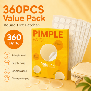 360PCS Round Acne Patches White Hydrocolloid Pimple Spot Cover Stickers Yellow Box Waterproof Face Body Skin Care