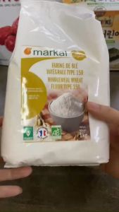 Bột mì nguyên cám hữu cơ T150 Markal 1kg được xay từ hạt lúa mì lứt nguyên vỏ cám bảo toàn dinh dưỡng