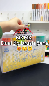 MKMK 60/80/100/120 Color Watercolor Pen Set Double-ended Highlighter with Black Penholder for Outlining & Versatile Use