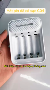 Pin Sạc AA1200mAh AAA1250mAh Kèm Sạc DP-C04 Chính Hãng Doublepow - Dùng Cho Mic Không Dây Máy Ảnh