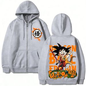 Bandai | Dragon Ball Anime Goku Hoodie Zip Up Men Women Casual Jacket Streetwear Cartoon Print Sweatshirt Autumn Spring 2026 Pullover Top