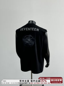 เสื้อกั๊กแขนสั้นหลวมคอตตอนแท้พิมพ์ลายตัวอักษรสำหรับผู้ชาย สไตล์อเมริกัน แฟชั่นฤดูร้อน 2025 เสื้อกั๊กแขนสั้นสีดำ