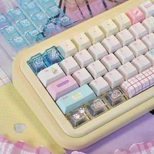 Bộ Keycap PBT Cherry Profile Màu Hồng Nhuộm Nhiệt Summer Journal Dành Cho Bàn Phím Cơ MX Keycap Dễ Thương Tương Thích Với Bố Cục 61/68/96/104