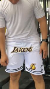 Celana Pendek Pria Boardshort Hitam Putih Logo Basket Celana Pendek Pria Bahan Adem Nyaman Celana Sport Olahraga Basket Fitnes Gym