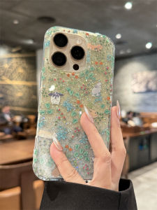 Green Floral Rabbit Silicone Phone Case for  16Promax Full Cover Anti-Fall Womens Style Ultra-Thin Transparent Design