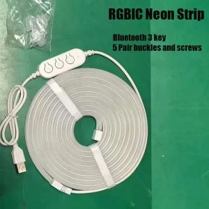 1M 2M 3M 5M 5V Rgbic Neon Led Light Strip With Music Sync Wireless App Control Usb Powered Flexible Ambient Streamer Rope Light