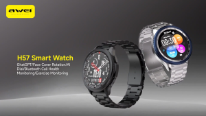 Awei H57 Smart Watch for Men Sports Large AMOLED Screen Bluetooth Calls Health Monitoring 3ATM Waterproof Chat GPT