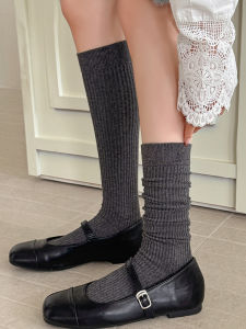 Womens Long Tube Socks Pure Cotton Knee High Slim Stripe Miu Style Autumn Spring Home Comfortable Breathable Leggings