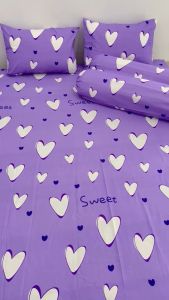 SPREI LOVE PURPLE BESAR SET LENGKAP SARUNG BANTAL SARUNG GULING