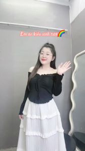 Chân Váy Midi Dáng Dài Xòe Bigsize Nữ Phối Bèo Tầng Gợn Sóng Thanh Lịch Vải Xốp Đôi CV408