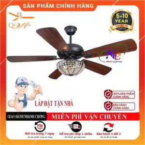 Đèn quạt trang trí - Quạt trần cổ điển - Đèn quạt cánh gỗ Qvifa-92 lắp nhà hàng Shop hoa Showroom nội thất