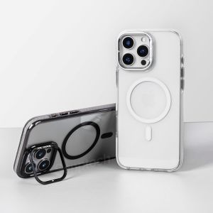 Sanptoch เคสโทรศัพท์ขาตั้งสำหรับ Magsafeสำหรับ iPhone 16 15 14 Pro Max กรอบ TPU แบบนุ่ม + อะคริลิคแบบแข็งสำหรับ iPhone 16 Pro Max เคสกันกระแทกทหารกันกระแทกพร้อมที่วางเลนส์อัลลอยที่มองไม่เห็น