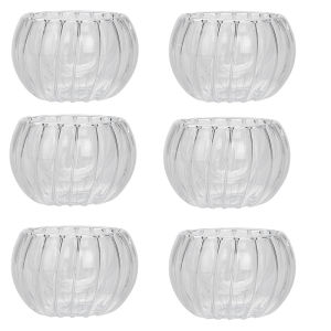 JUSTINLAU 50ml Stripe Double-layer Glass Small Tea Cup Exquisite Heat Resistant Teaware Transparent Pumpkin shape Puer TeaCup