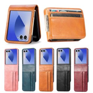 szhaiyu | Luxury Wallet Card Holder Phone Case for Samsung Galaxy Z Flip 8 7 6 5 4 3 Flip8 Hinge Protection Leather Cover