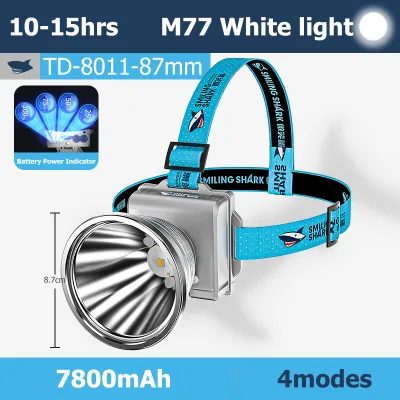 Smiling Shark TD8011 ไฟคาดศีรษะประสิทธิภาพสูง LED M77 ความสว่าง 8400LM ไฟส่องไกลถึง 1000 เมตร ชาร์จผ่าน USB ได้
