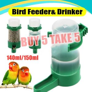 【BUY 5 TAKE 5】 140/150ml Bird with automatic drinker feeding feeder parrot pet anti-spill watering pot cup Automatic Drinking with Clip for Birds Parrot Feeders Automatic Feeder Pet Bird accessories Bird Feeders Drinker Automatic Bird Water