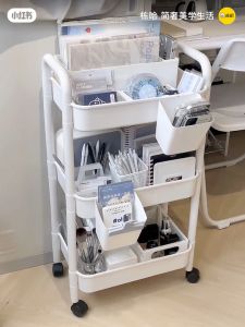 ชั้นวางของ รถเข็นพลาสติก 3/4ชั้น พร้อมล้อเลื่อน+ที่จับ รถเข็นเก็บของ เคลื่อนย้ายสะดวก