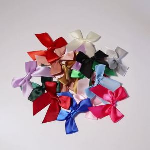 20 Chiếc Màu Hồng Tươi 8*8Cm Satin Ruy Băng Nơ Kích Thước Nhỏ Cho Hoa Thủ Công Tự Làm Thủ Công Đảng Trang Trí Đám Cưới