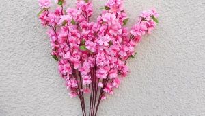 Bunga sakura palsu berkualitas tinggi berukuran 65cm untuk rangkaian bunga dekorasi pernikahan