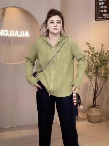 เสื้อคาร์ดิแกนถักมีฮู้ดแบบมีซิปสองช่อง ทรงหลวม ทรงเข้ารูป สำหรับผู้หญิงไซส์ใหญ่ ฤดูใบไม้ร่วง/ฤดูหนาว เสื้อคลุมกันหนาวแบบลำลอง