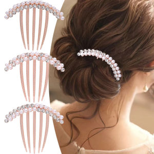 Năm răng ngọc trai chải tóc Kim cương giả cô dâu thời trang chèn Lược retro phụ kiện tóc hóa trang Lược cài tóc đám cưới nữ