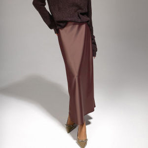 Spring Retro Brown Commuter Tint Skirt Office Dress 420985WBN