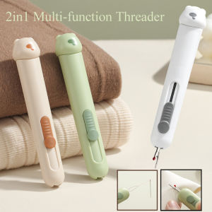 Cute 2in1 Needle Threader Hand Sewing Tools Multi-function Threader Hand Machine Stitch Insertion Sewing Needle Changer Thread Device