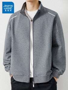 จีนเวยิ๋เซทัชโค้ต แขนยาว พิมพ์เลขอสื่อยาว ด้านด่วน เปิดคลุมเอว เปิดสวมสีล้วน เอวยางยืด เชคร้านที่ตั้งทางกายภาพบริออก เงา