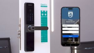 Bộ khóa cửa thông minh Gateway điều khiển từ xa vân tay thẻ từ mật khẩu và chìa cơ. Thương hiệu Hà Lan cao cấp Philips DDL610-5HBS