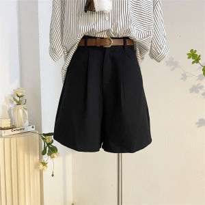 กางเกงขาสั้นแนวช่างกลลำลองกางเกงขาบานทรงเอเอวสูงทรงหลวมสไตล์เกาหลีใส่ช่วงฤดูร้อนสำหรับผู้หญิงกางเกงยาวระดับเข่ากางเกงระดับเข่าใส่แล้วดูผอมเพรียวพร้อมเข็มขัด