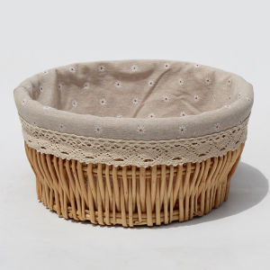 Rattan Steamed Bread Basket with Lid Wicker Bread Basket Household Restaurant round Basket Kitchen Weaved Storage Basket