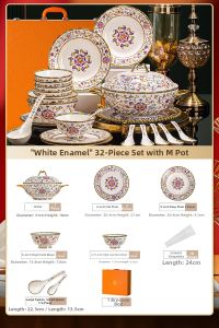 mornenjoy | High Quality New Dinnerware Set Jingdezhen Enameled Tableware