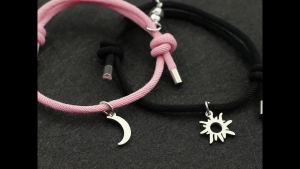 Bộ 2 Vòng Tay Đôi Nam Nữ Hình Trái Tim Lãng Mạn Nam Châm Hút Nhau Mặt Trời Mặt Trăng Charm Tình Yêu Thép Không Gỉ Món Quà Quyến Rũ Cho Ngày Valentine