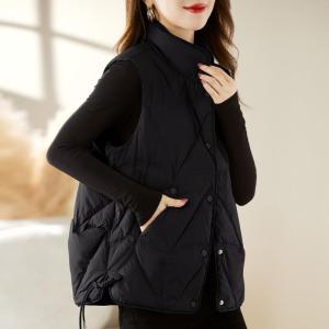 Womens down Cotton Vest 2025 New Winter Loose Casual Warm Thickened Stand Collar Vest Outerwear Tank Top Commute Style