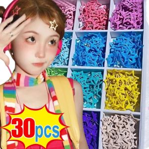 กิ๊บหนีบผมรูปดาวที่มีสีสัน10/30ชิ้นสำหรับผู้หญิงเด็กหญิงหวานปิ่นประดับผมกิ๊บหนีบผมรูปดาวห้าแฉกแบบคลิปด้านกิ๊บติดผมม้ารูปหัวใจแบบเรียบง่าย