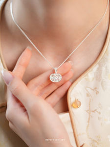 Evening Silver Necklace Womens Pure Silver Lucky Chinese Style Clavicle Chain  out Fashion Jewelry Gift for Her