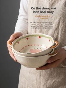 SHELI | Bát Mì Sứ Dung Lượng Lớn Có Hai Tai Màu Nền