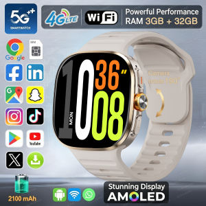 5G/4G Full Network Smart Watch AMOLED Screen Video Call 3+32GBGB RAM 2100mAh Google Play NFC WIFI GPS Recording Men Smartwatch