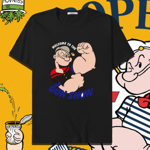 Popeye Print Cartoon Pure Cotton Loose Short Sleeve T-shirt Mens Super Popular Student Easiest for Match Cotton Couple Wear Trendy