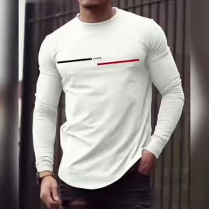 Trendy New Long-Sleeved T-Shirt Mens Long-Sleeved Mens Printed Round Neck T-Shirt Trend Versatile Casual Tops Mens T-Shirt