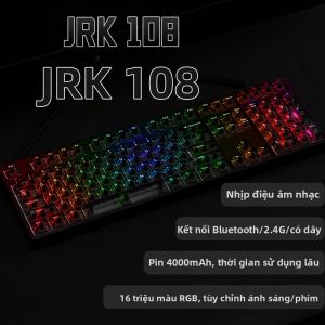 JIAGONG | Bàn Phím Cơ 3 Chế Độ Trong Suốt Không Dây Bluetooth 2.4G Chơi Game Im Lặng Có Thể Thay Thế và Tùy Chỉnh