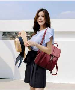 Tas Ransel Kulit Wanita Import Tas Sekolah Untuk Remaja Perempuan Tas Ransel Cewek Trendi Tas Ransel Mode Korea Tas Ransel Perjalanan Luar ruangan Wanita Terbaru